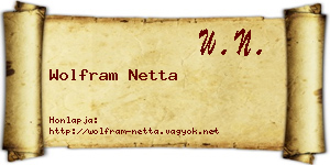 Wolfram Netta névjegykártya